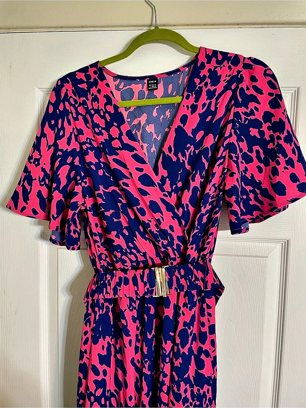 SHEIN Animal Print Maxi Dress Pink & Blue US 8